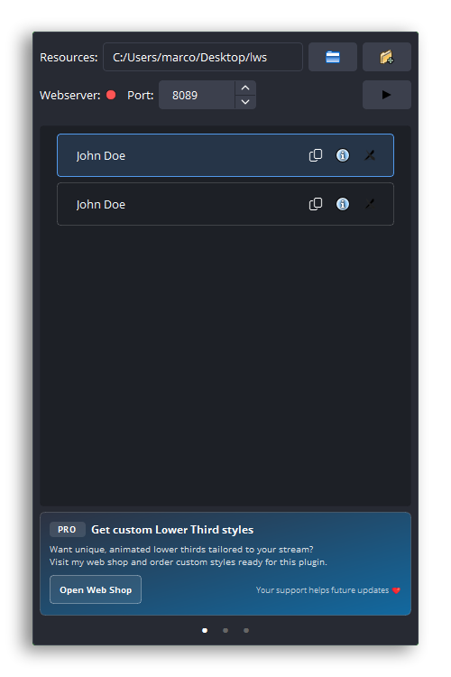 Smart Lower Thirds dock screenshot